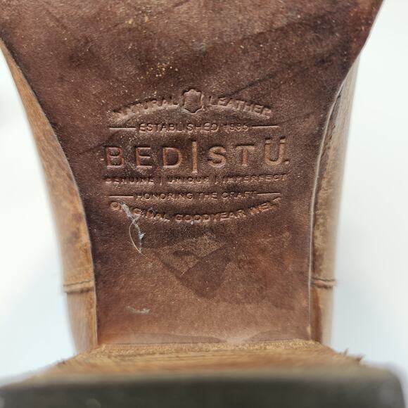 Bed Stu Insight Brown Distressed Leather Ankle Boot Women Size 8.5 Block Heel - Picture 11 of 11